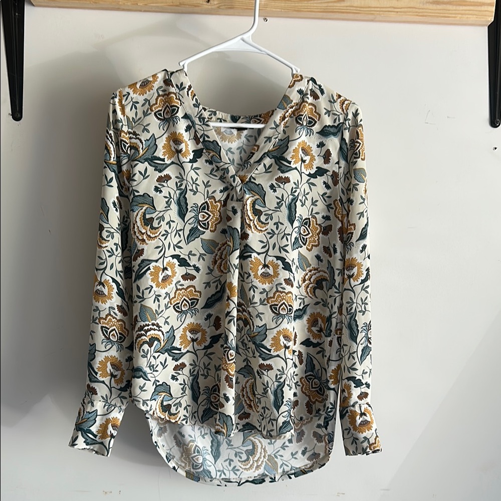 Floral Print Women's Top - Cream and Yellow